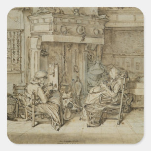 Adesivo Quadrado Interior holandês, 1617