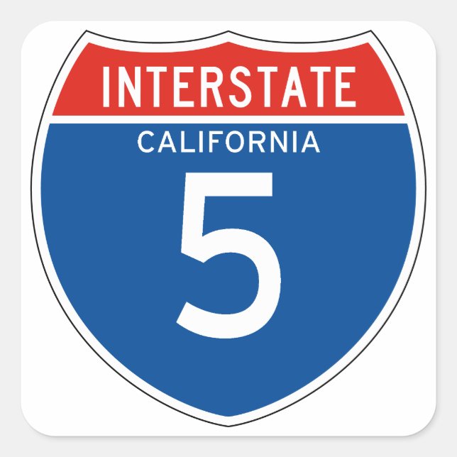 Adesivo Quadrado Interstate Sign 5 - California (Frente)
