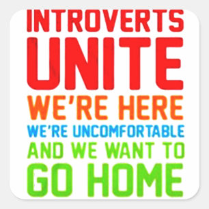 ADESIVO QUADRADO INTROVERTS UNIDOS ESTAMOS AQUI SOMOS INCONFORTÁVEI