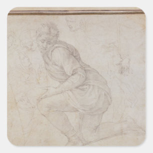 Adesivo Quadrado Inv. 5211-75 Fawkener Recto Kneeling man