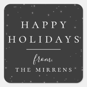 Adesivo Quadrado Inverno Ortográfico   Vinheta de férias em preto