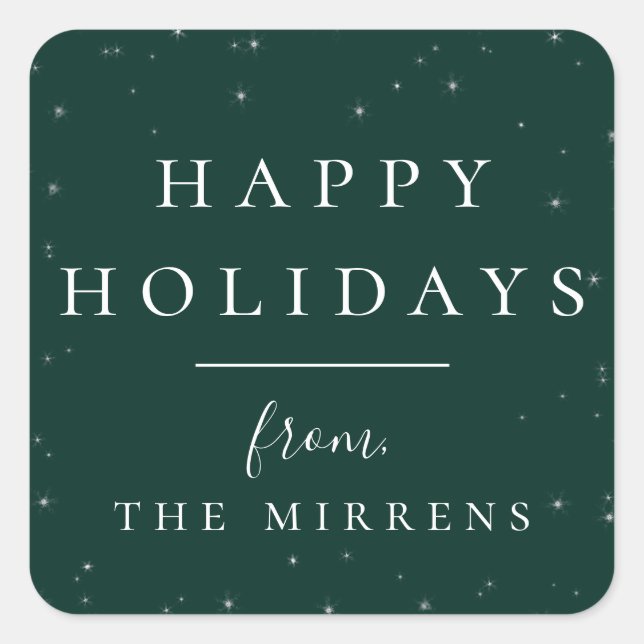 Adesivo Quadrado Inverno Ortográfico | Vinheta verde de férias (Frente)