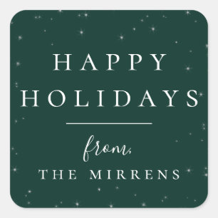 Adesivo Quadrado Inverno Ortográfico   Vinheta verde de férias