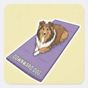Adesivo Quadrado Ioga Sheltie