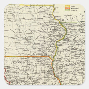 Adesivo Quadrado Iowa, Missouri e Illinois
