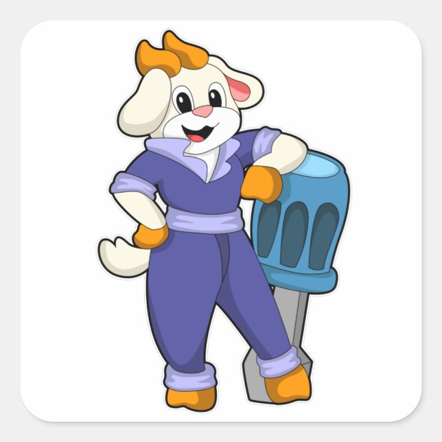 Adesivo Quadrado Ir como mecânico com chave de fenda (Frente)