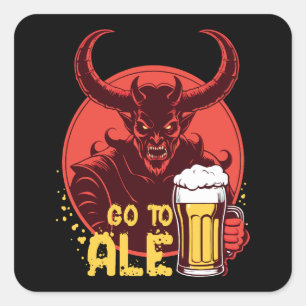 Adesivo Quadrado Ir para Ale - Cerveja de Bebendo de Satã