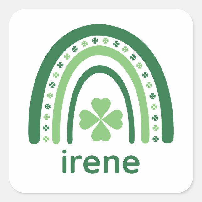 Adesivo Quadrado irene Nome Clover Boho Rainbow (Frente)