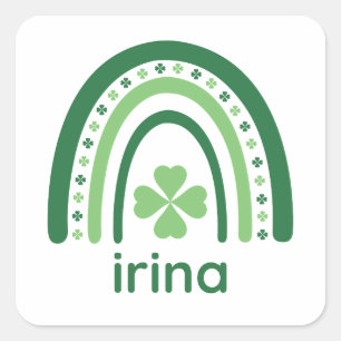 Adesivo Quadrado irina Nome Clover Boho Arco-íris