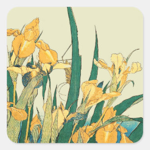 Adesivo Quadrado Iris de gafanhoto de Hokusai: Impressão japonesa v
