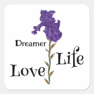 Adesivo Quadrado Iris, Dreamer, Life, Love