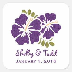 Adesivo Quadrado Iris Hibiscus Favor Label Stickers