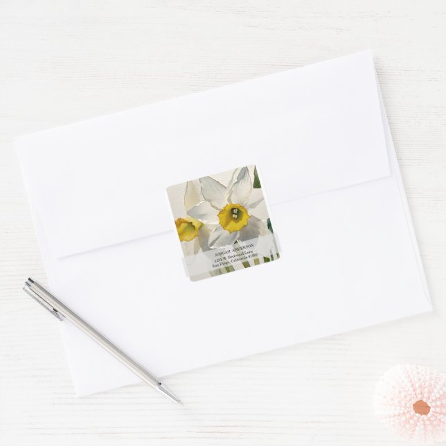 Adesivo Quadrado Íris Moderna Flores Aquarela (Envelope)