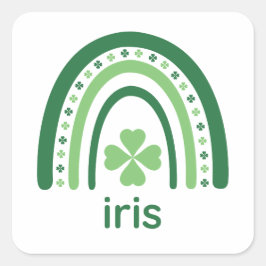 Adesivo Quadrado íris Nome Clover Boho Rainbow