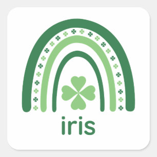 Adesivo Quadrado íris Nome Clover Boho Rainbow