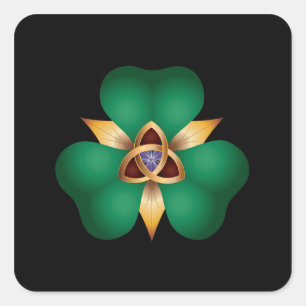 Adesivo Quadrado Irish Clover e Trinity Knot Charm Square Sticker