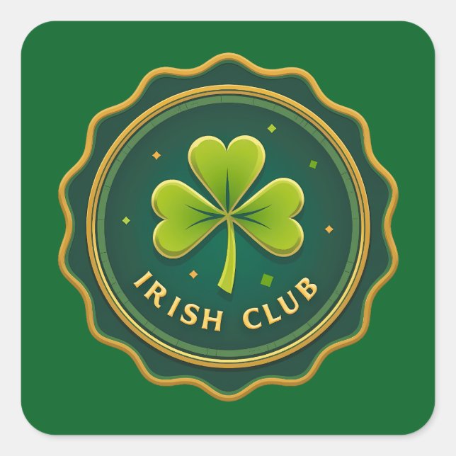 Adesivo Quadrado Irish Club St Patrick’s Day Shirt – Autocolante (Frente)