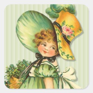 Adesivo Quadrado Irish Shamrock Stroll Girl