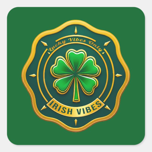 Adesivo Quadrado Irish Vibes Club St Patrick’s Day - Autocolante (Frente)