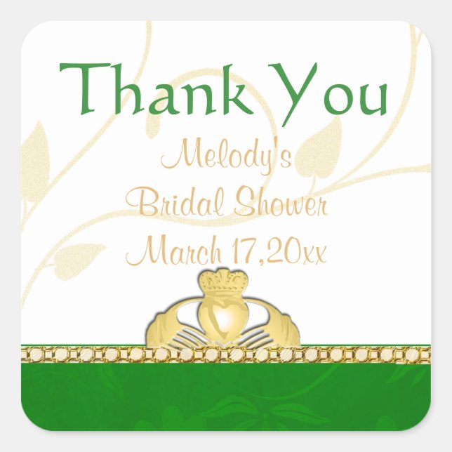 Adesivo Quadrado Irlandês Claddaugh Claddagh Obrigado Stickers (Frente)