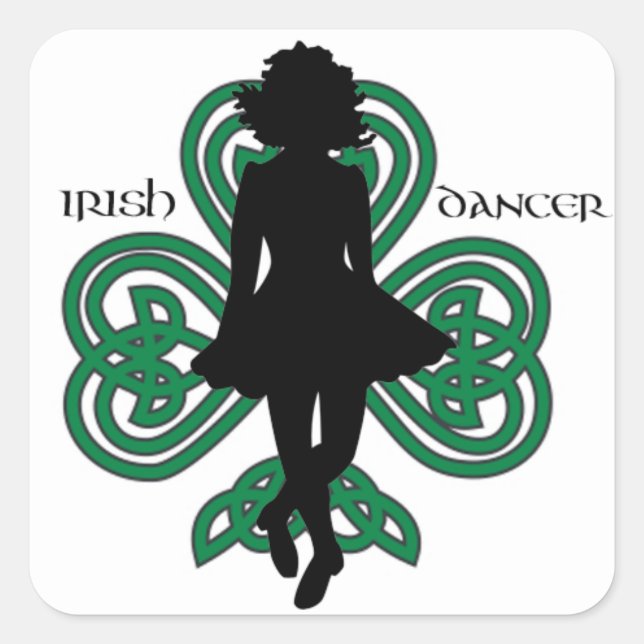 Adesivo Quadrado Irlandês Dancer Hardshoe/Forest Green Heart Shamro (Frente)