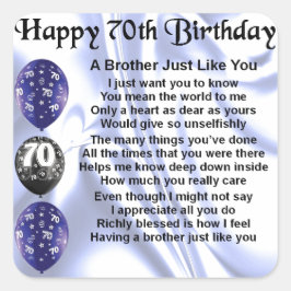 Adesivo Quadrado Irmão Poem 70 Birthday