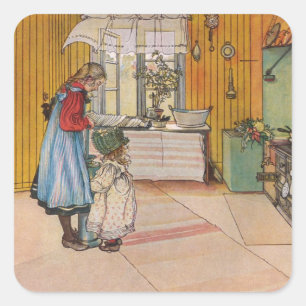 Adesivo Quadrado Irmãs - Koket avoirdupois Carl Larsson