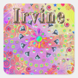 Adesivo Quadrado Irvine Lucky Ouro Sticker