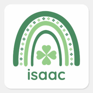 Adesivo Quadrado isaac Nome Clover Boho Arco-íris