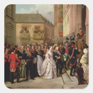 Adesivo Quadrado Isabella II da Espanha e seu marido
