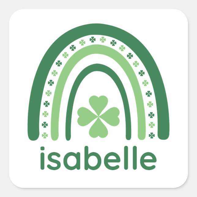 Adesivo Quadrado isabelle Name Clover Boho Rainbow (Frente)