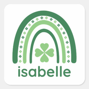 Adesivo Quadrado isabelle Nome Clover Boho Arco-íris