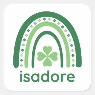 Adesivo Quadrado isadore Nome Clover Boho Arco-íris