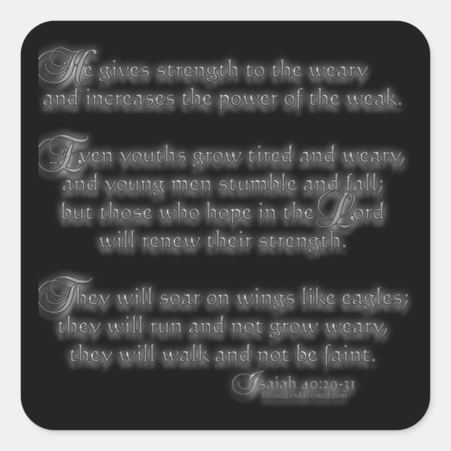 Adesivo Quadrado Isaiah 40:29-31 (Frente)
