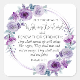 Adesivo Quadrado Isaiah 40:31 Aqueles que esperam pelo Lorde Floral