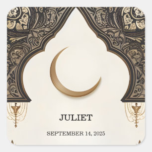 Adesivo Quadrado Islã Nikah Árabe Walima Chuveiro de Noiva Muçulman