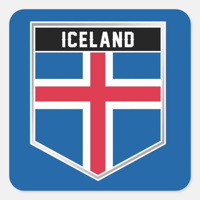 Adesivo Quadrado Islândia Flag Shield (Frente)