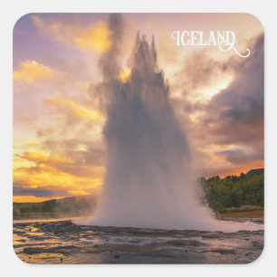 Adesivo Quadrado Islândia Geyser
