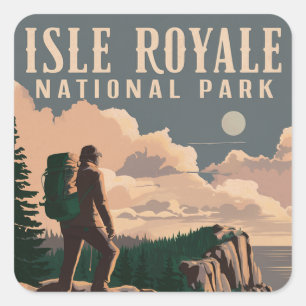 Adesivo Quadrado Isle Royale National Park Backpacking Viagem Art