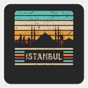 Adesivo Quadrado Istambul Vintage - Mesquita Sultan Turquia