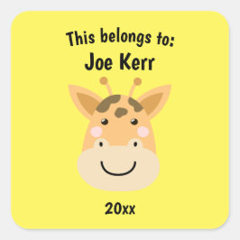 Adesivo Quadrado Isto pertence ao amarelo da girafa em folha