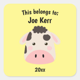 Adesivo Quadrado Isto pertence ao amarelo da vaca em linhagem