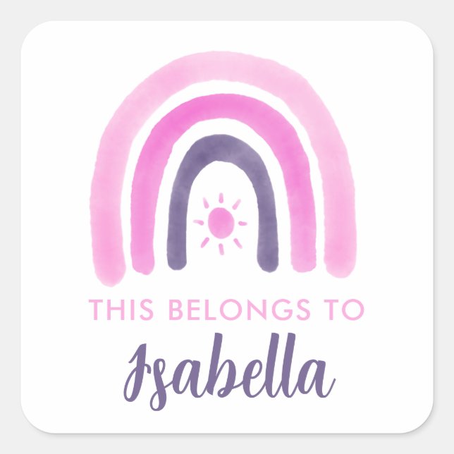 Adesivo Quadrado Isto Pertence Ao Arco-Íris (Frente)