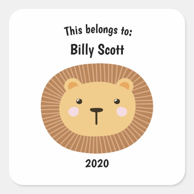 Adesivo Quadrado Isto pertence ao Lion School Face White (Frente)