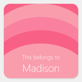 Adesivo Quadrado Isto Pertence Ao Nome Branco Da Faixa Rosa