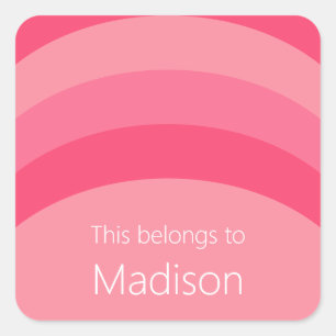 Adesivo Quadrado Isto Pertence Ao Nome Branco Da Faixa Rosa