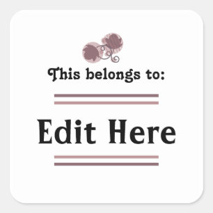 Adesivo Quadrado Isto Pertence Ao Sticker    Texto editável