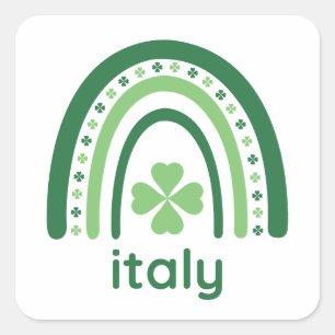 Adesivo Quadrado itália Clover Boho Rainbow