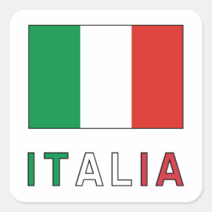 Adesivo Quadrado Italia Flag & Word