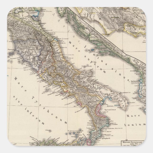 Adesivo Quadrado Itália, Gallia cisalpina, Sicília, Sardenha (Frente)